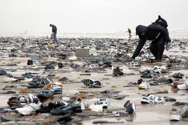 Hundreds of Nike running shoes wash up on beaches after cargo deliver lost packing